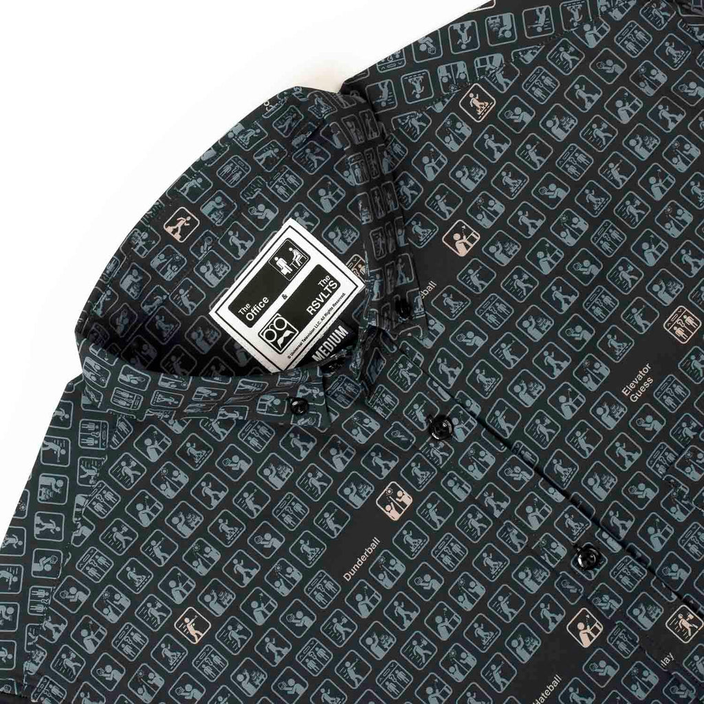 RSVLTS Scranton Olympiad KUNUFLEX Short Sleeve Shirt in Black — detail 5