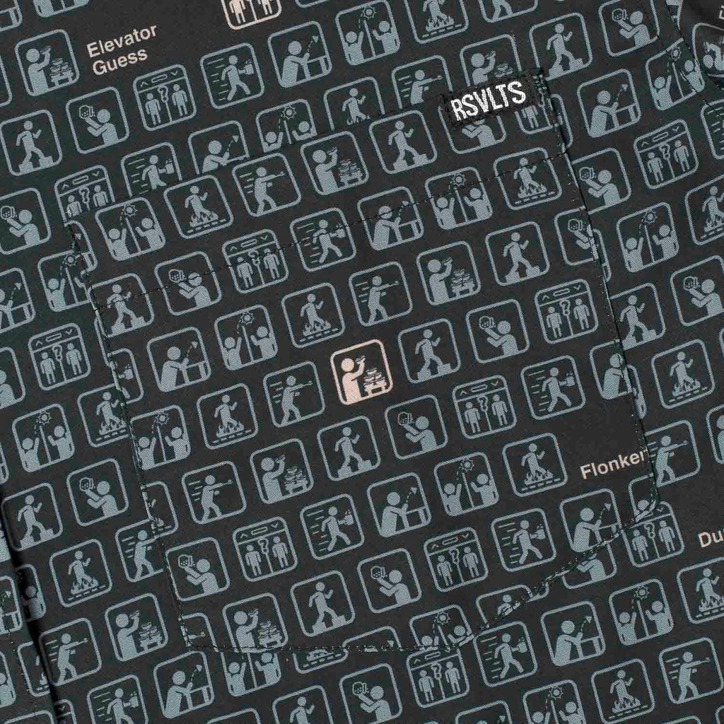 RSVLTS Scranton Olympiad KUNUFLEX Short Sleeve Shirt in Black — detail 2