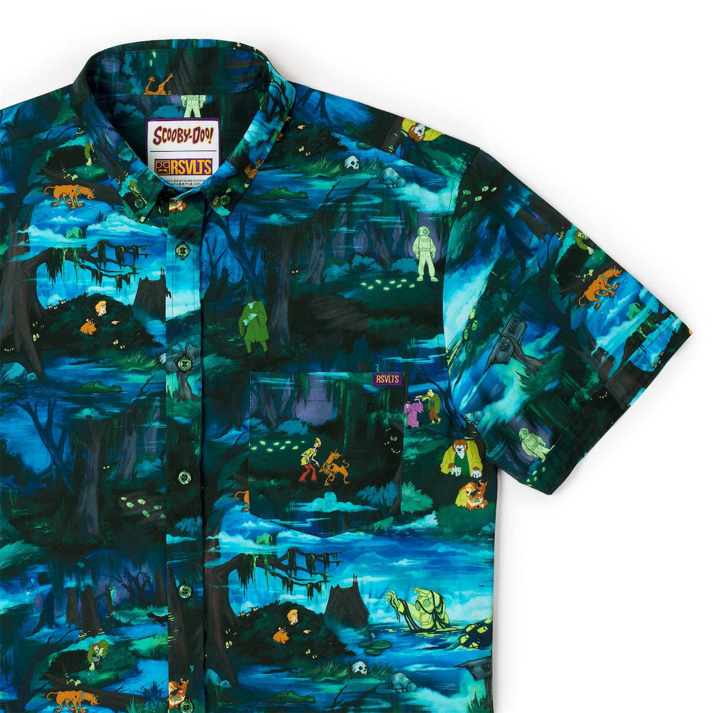 RSVLTS Spooky Swampland KUNUFLEX Short Sleeve Shirt in Blue — detail 8