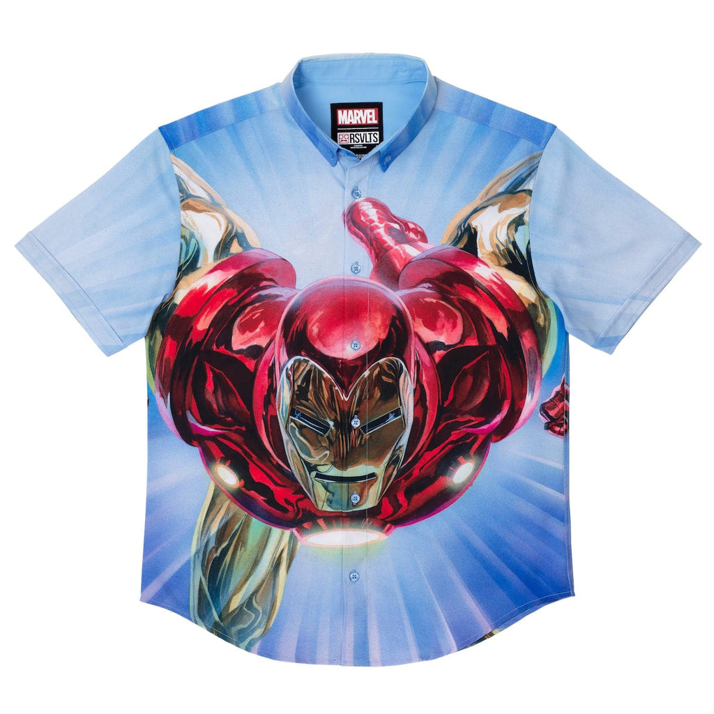 RSVLTS The Invincible KUNUFLEX Short Sleeve Shirt in Blue — front view