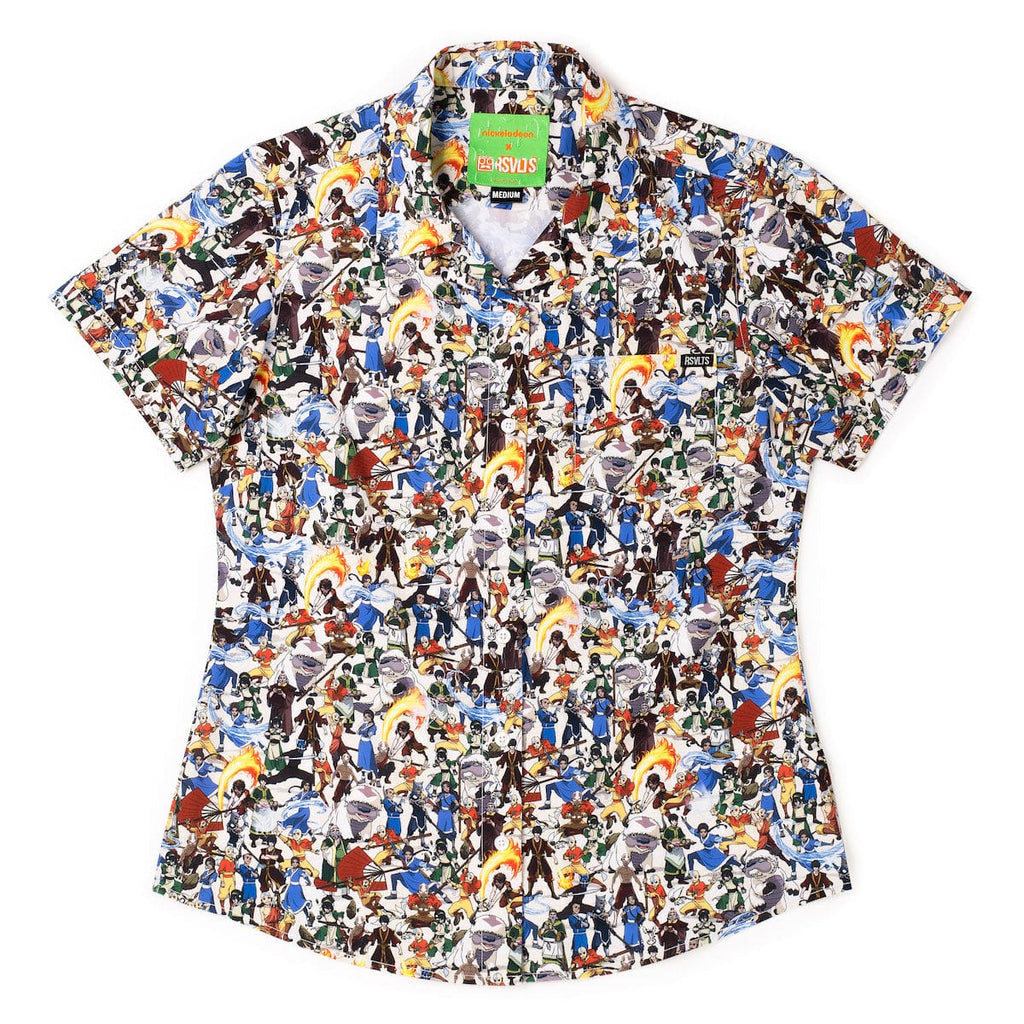 RSVLTS The Aang Gang Women's KUNUFLEX Short Sleeve Shirt in Multicolor — front view