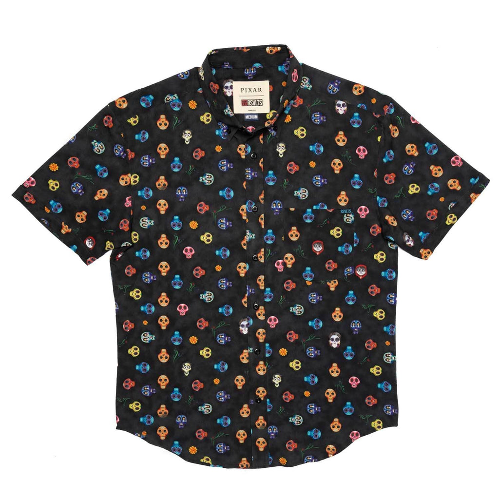 RSVLTS Calavera KUNUFLEX Short Sleeve Shirt in Black — detail 2