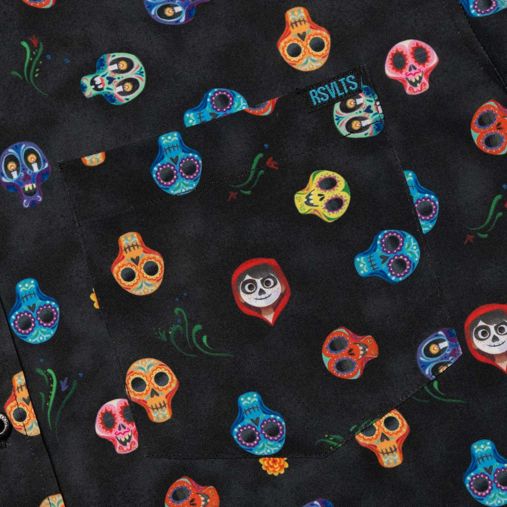 RSVLTS Calavera KUNUFLEX Short Sleeve Shirt in Black — detail 3