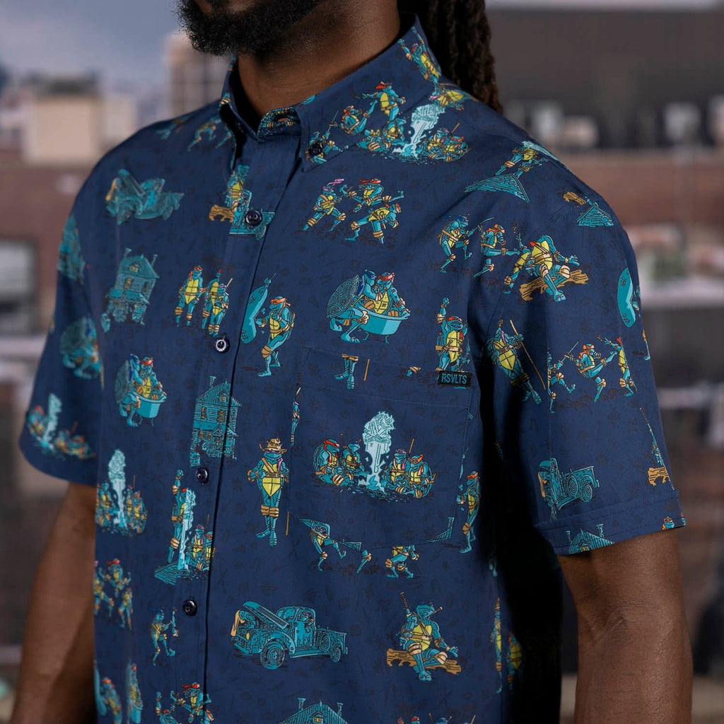 RSVLTS It's Time to Go Back KUNUFLEX Short Sleeve Shirt in Blue — detail 6