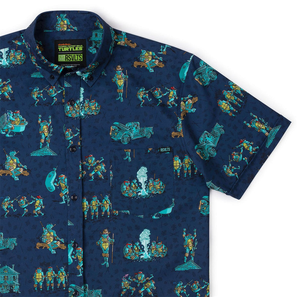 RSVLTS It's Time to Go Back KUNUFLEX Short Sleeve Shirt in Blue — front view