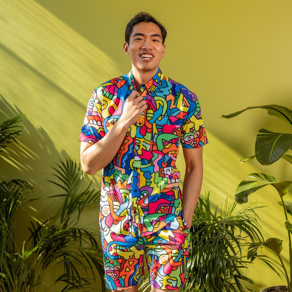 RSVLTS Inside the Mind of J KUNUFLEX Short Sleeve Shirt in Multicolor — detail 6