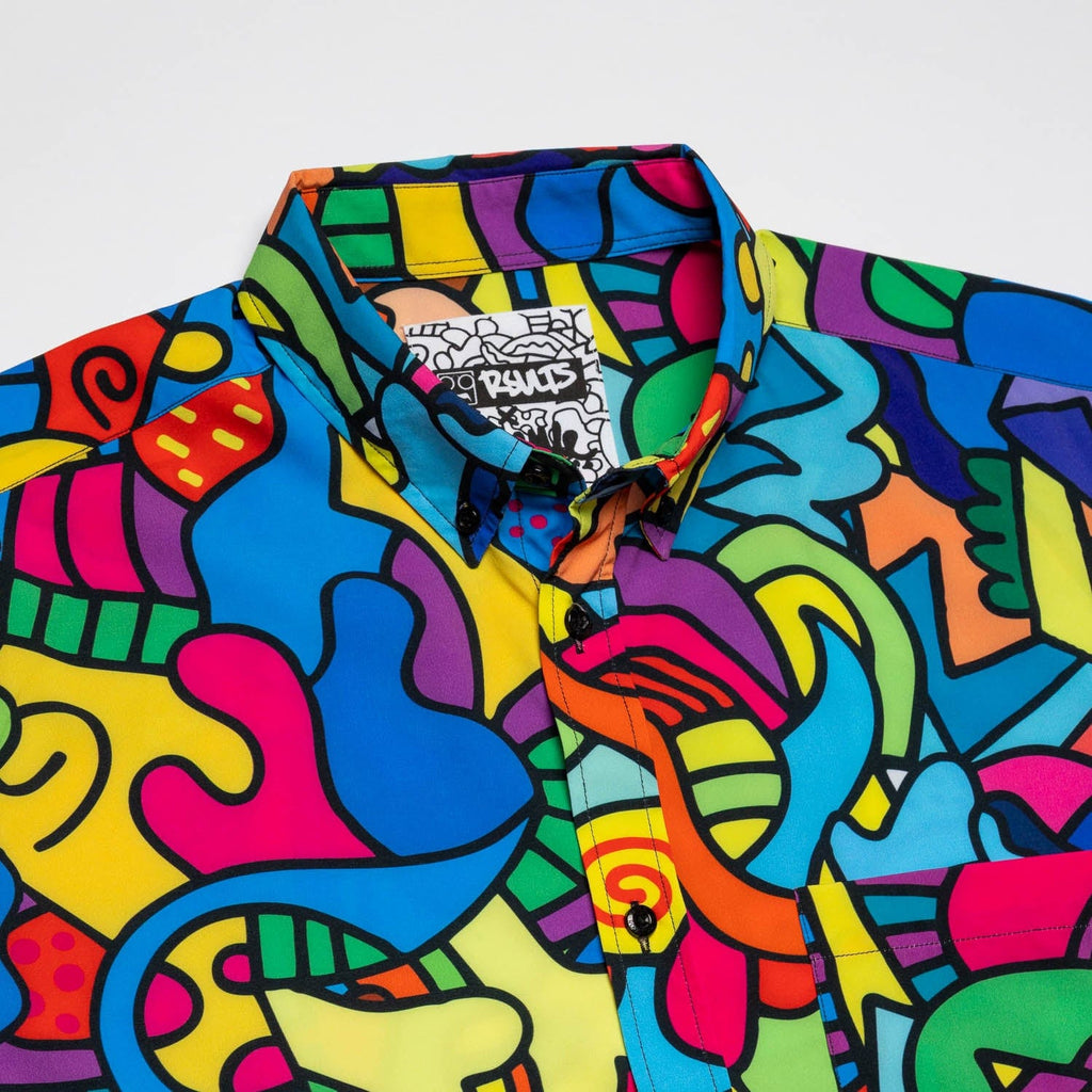 RSVLTS Inside the Mind of J KUNUFLEX Short Sleeve Shirt in Multicolor — detail 9