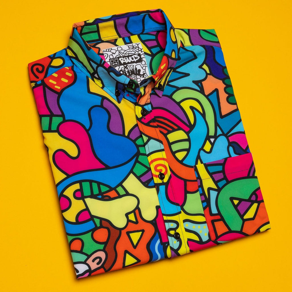 RSVLTS Inside the Mind of J KUNUFLEX Short Sleeve Shirt in Multicolor — detail 5