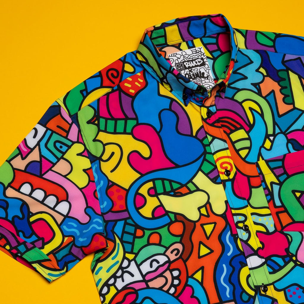 RSVLTS Inside the Mind of J KUNUFLEX Short Sleeve Shirt in Multicolor — detail 8