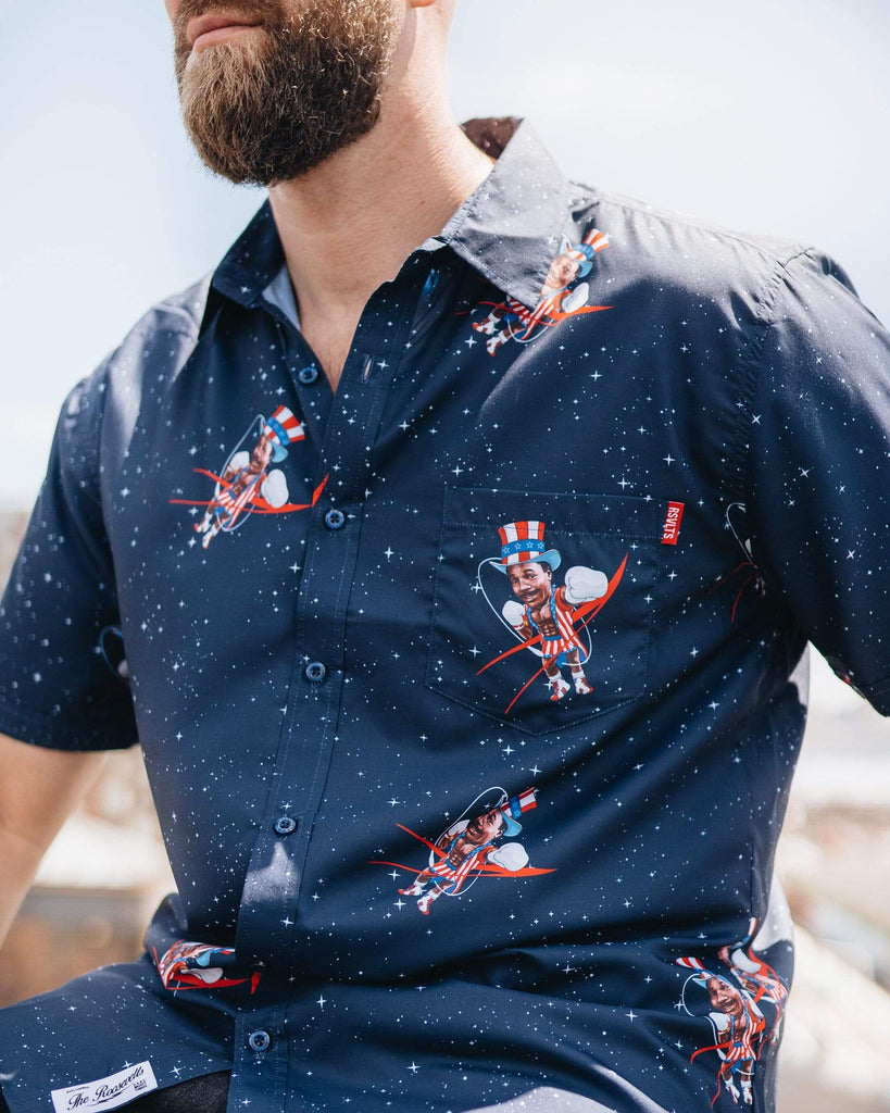 RSVLTS Apollo Creed KUNUFLEX Short Sleeve Shirt in Blue — detail 3