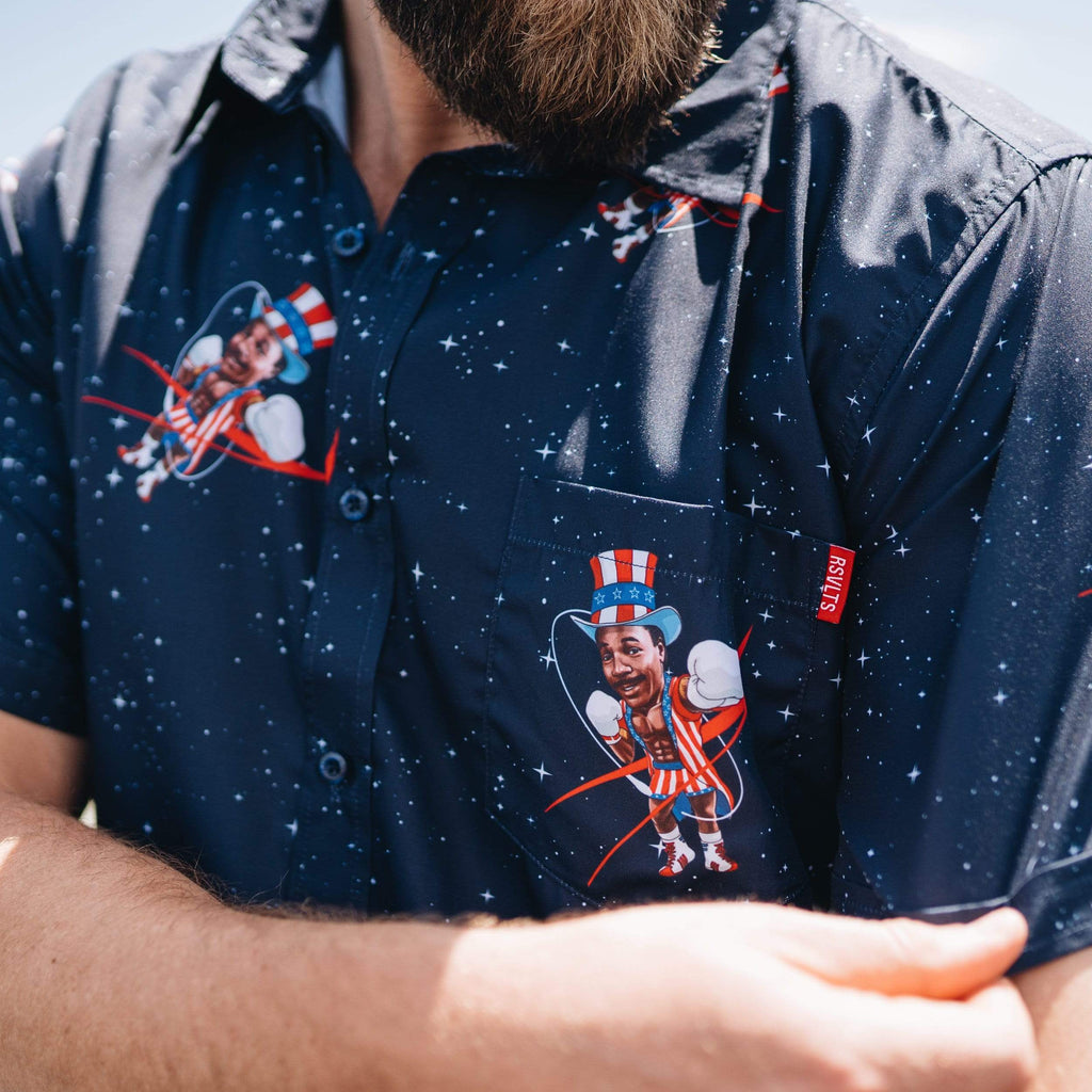 RSVLTS Apollo Creed KUNUFLEX Short Sleeve Shirt in Blue — detail 5