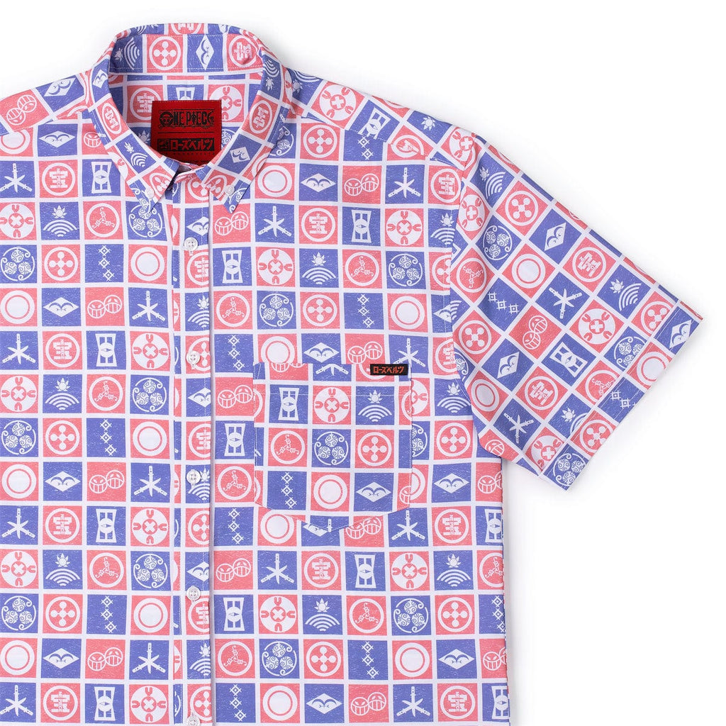 RSVLTS Stamps of the Sea KUNUFLEX Short Sleeve Shirt in Blue — front view