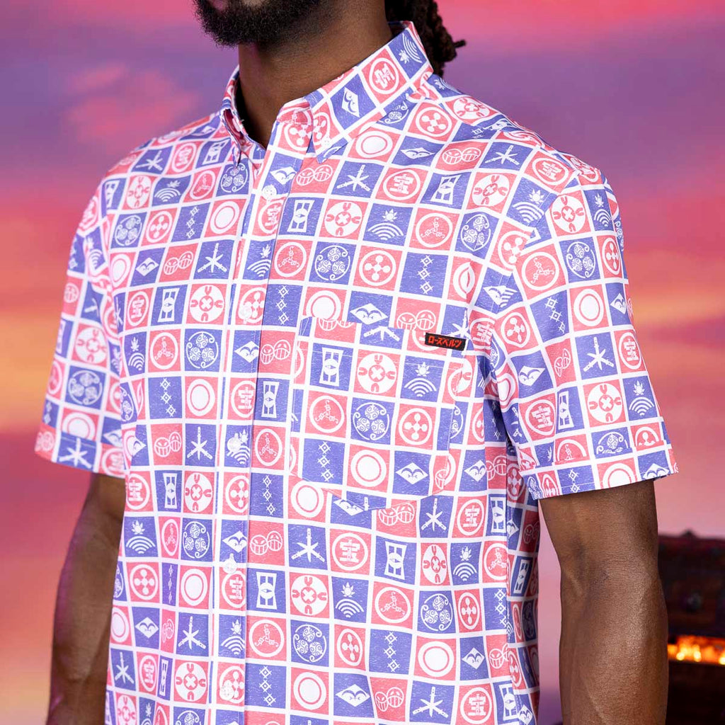RSVLTS Stamps of the Sea KUNUFLEX Short Sleeve Shirt in Blue — detail 7