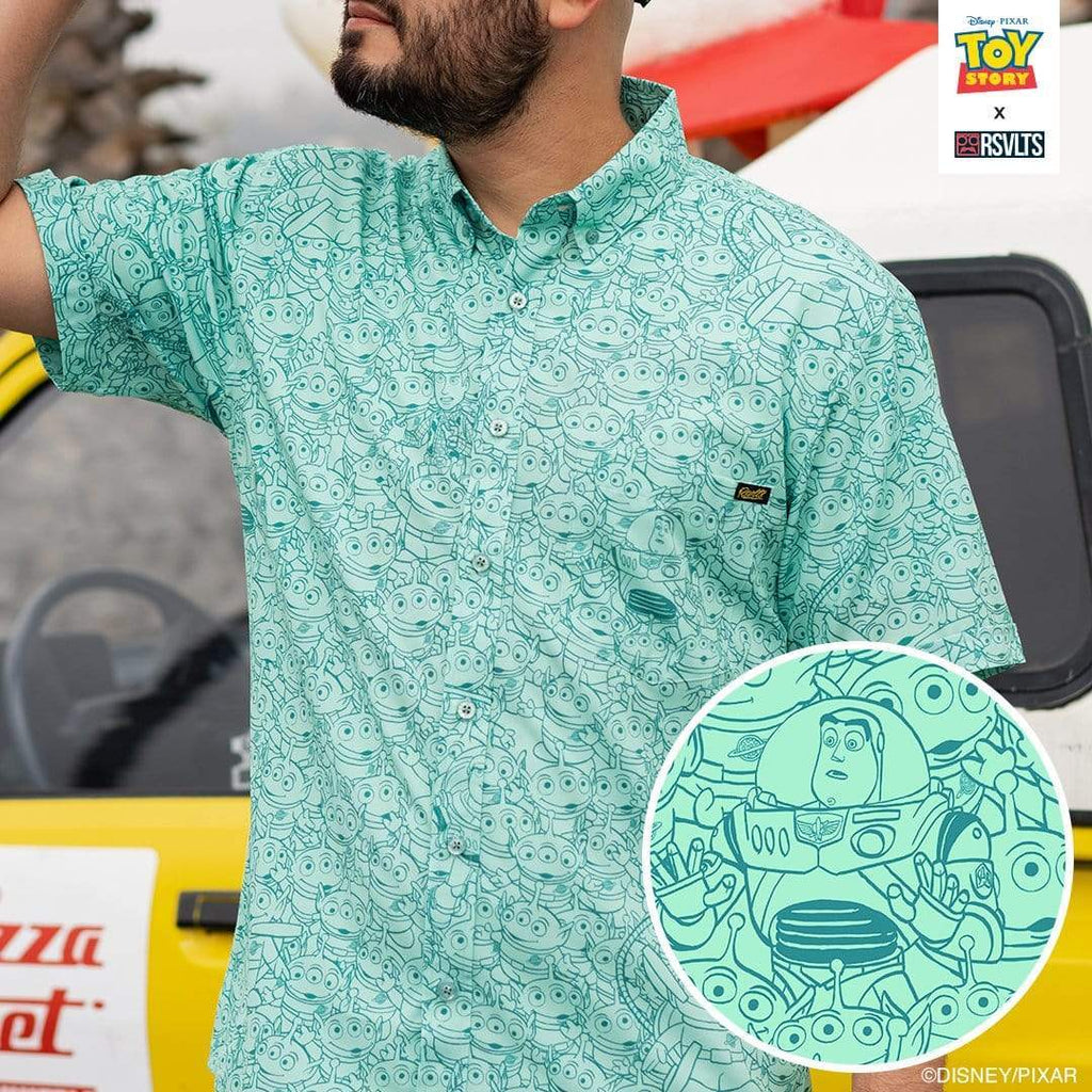 RSVLTS The Crane Escape KUNUFLEX Short Sleeve Shirt in Green — detail 11