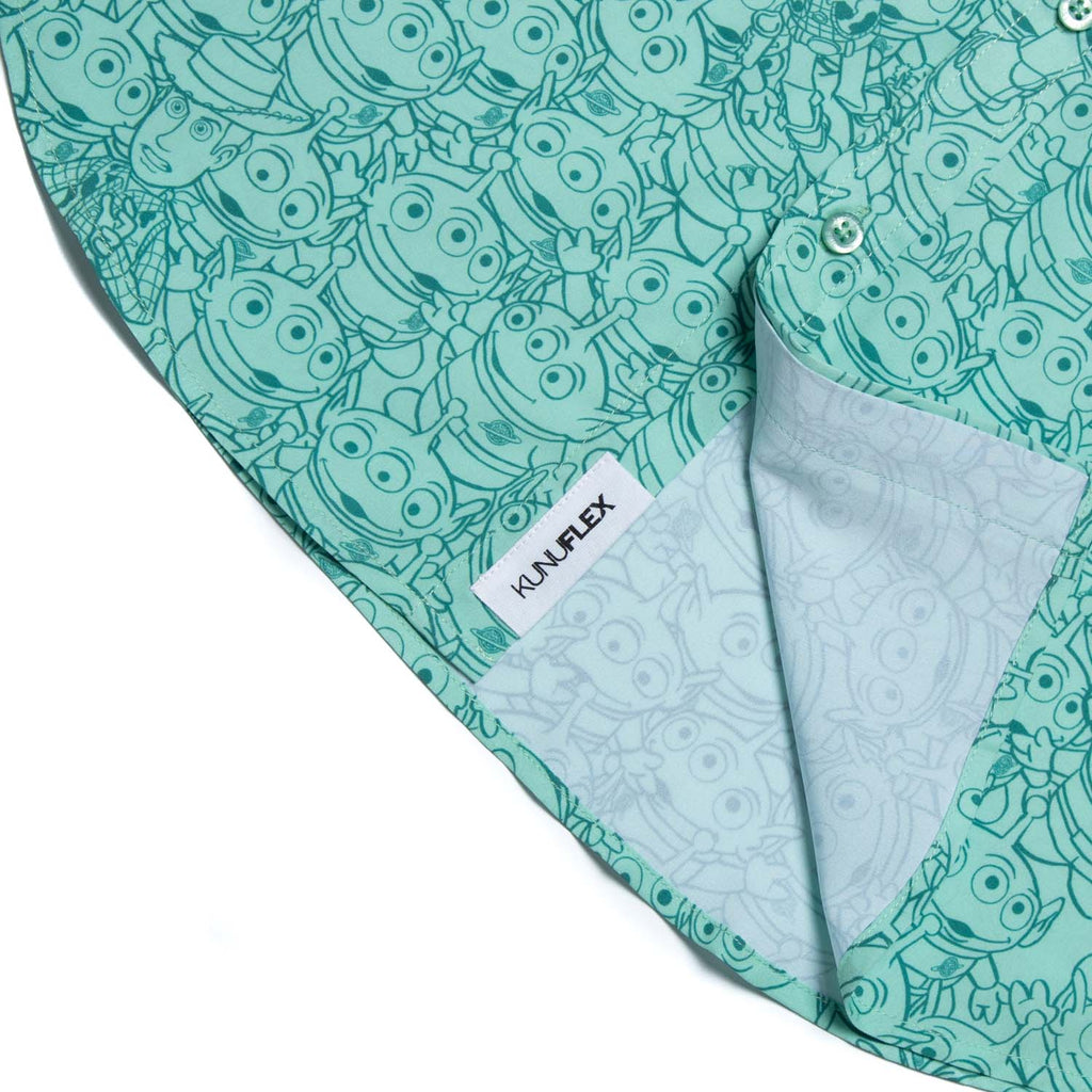 RSVLTS The Crane Escape KUNUFLEX Short Sleeve Shirt in Green — detail 14