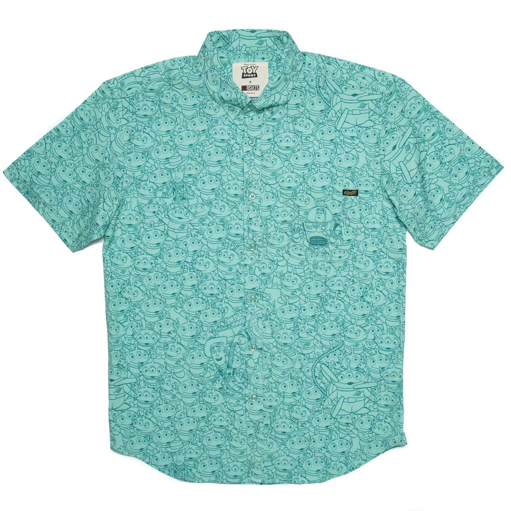 RSVLTS The Crane Escape KUNUFLEX Short Sleeve Shirt in Green — detail 7