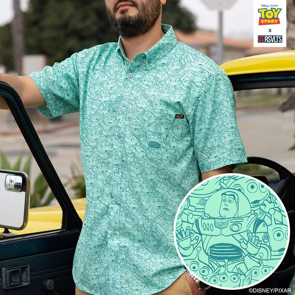 RSVLTS The Crane Escape KUNUFLEX Short Sleeve Shirt in Green — detail 5