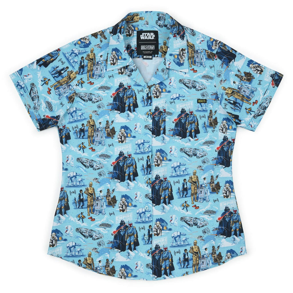 RSVLTS Sweet Dreams, Rebels! Women's KUNUFLEX Short Sleeve Shirt in Blue — detail 3