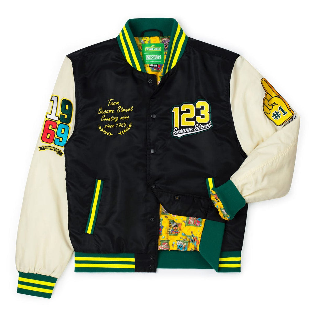 RSVLTS Team Sesame Street Coach Jacket in Black — front view
