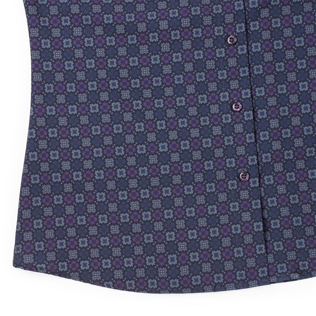 RSVLTS Midnight Mosaic Women's KUNUFLEX Short Sleeve Shirt in Blue — detail 4