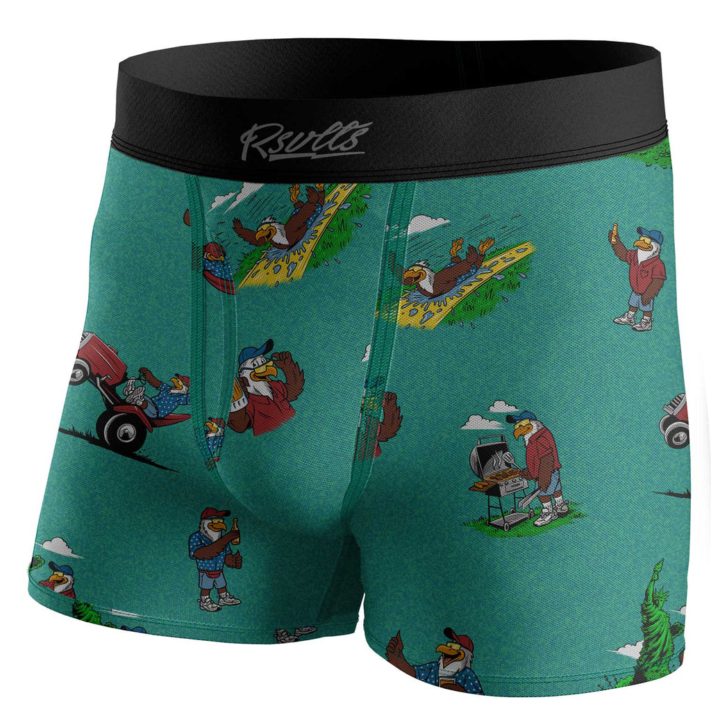 RSVLTS Dads of a Feather Single-Pack Boxer Briefs in Green — front view
