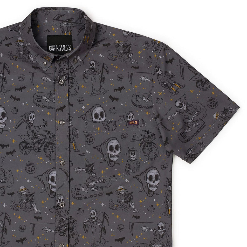 RSVLTS Reaper’s Delight 4.0 KUNUFLEX Short Sleeve Shirt in Gray — front view