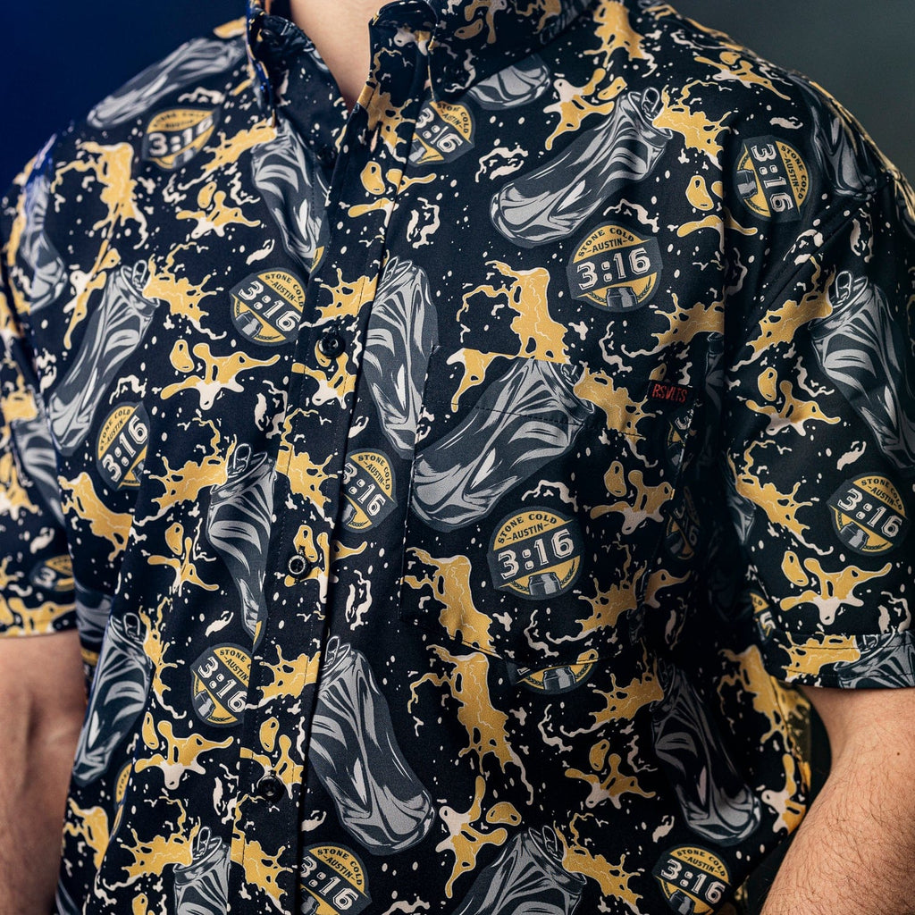RSVLTS Can of Whoopass KUNUFLEX Short Sleeve Shirt in Black — front view