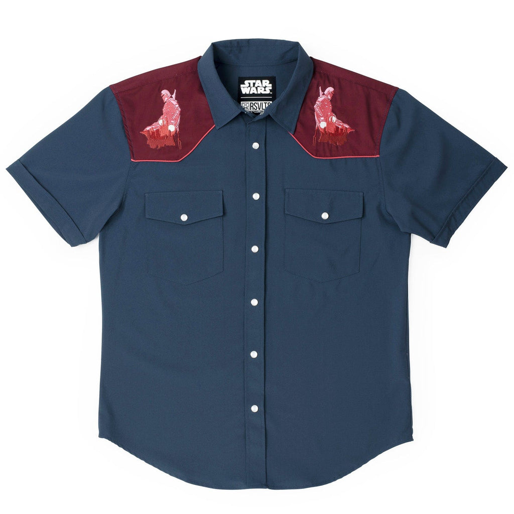 RSVLTS Warm or Cold Roper Short Sleeve Shirt in Blue — front view