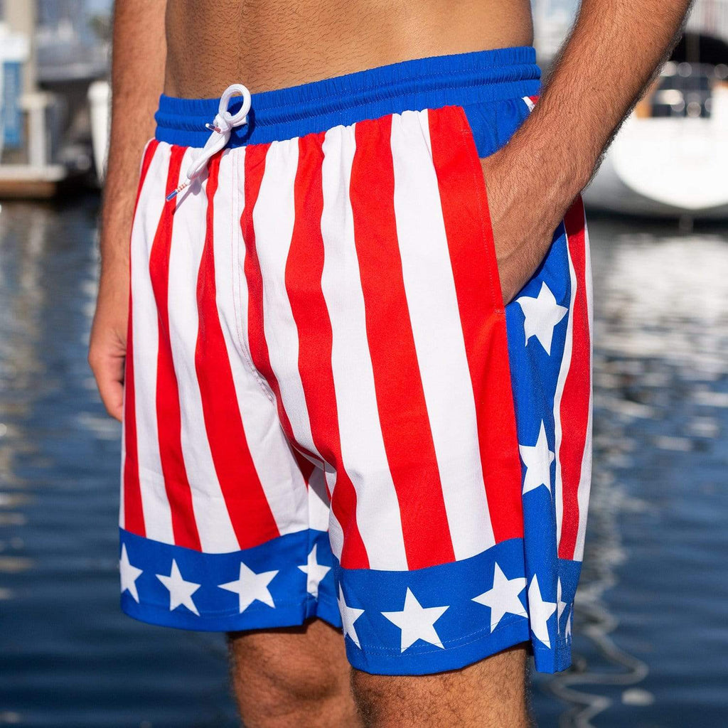 RSVLTS Hearts On Fire Hybrid Shorts in Blue — front view
