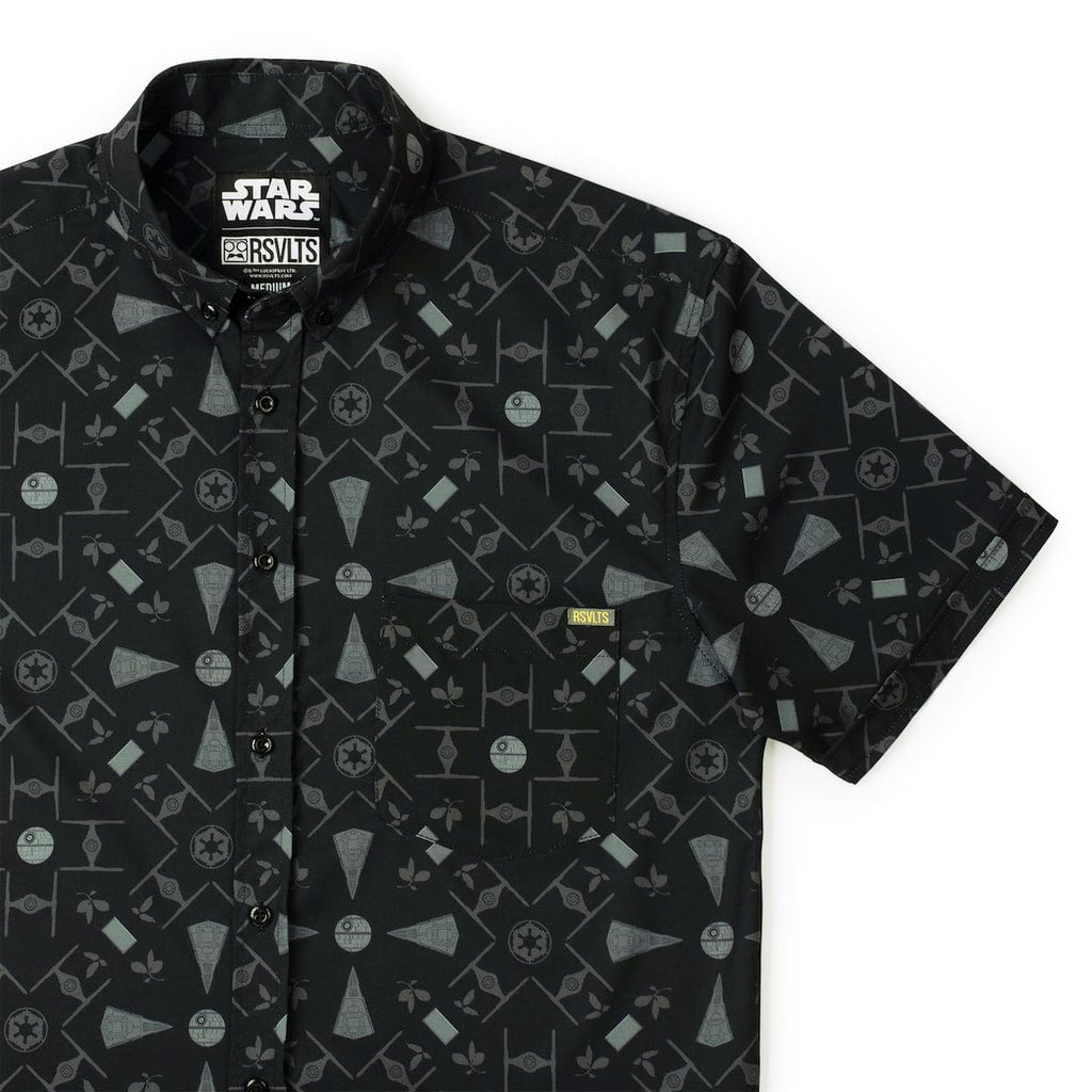 RSVLTS Grand Moff Couch KUNUFLEX Short Sleeve Shirt in Black — front view