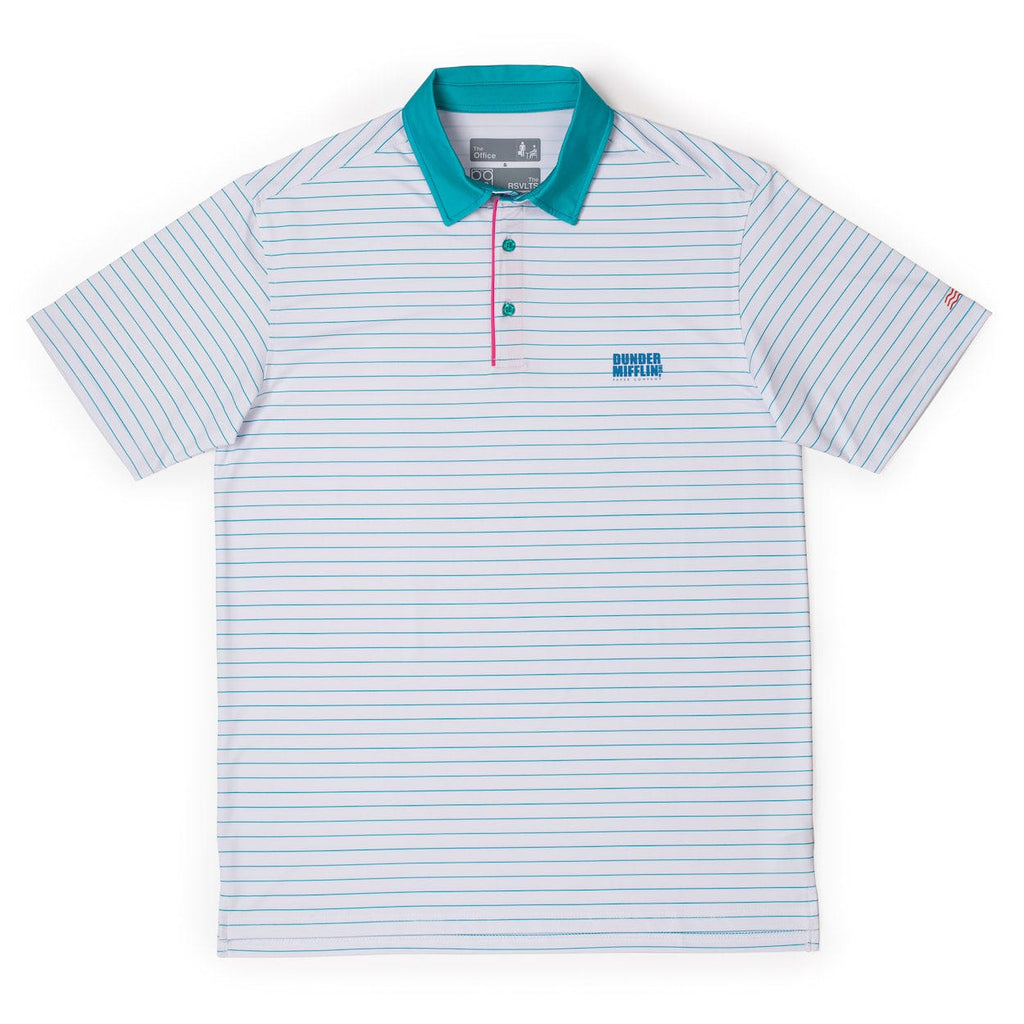 RSVLTS Dunder Mifflin All-Day Polo in White — front view