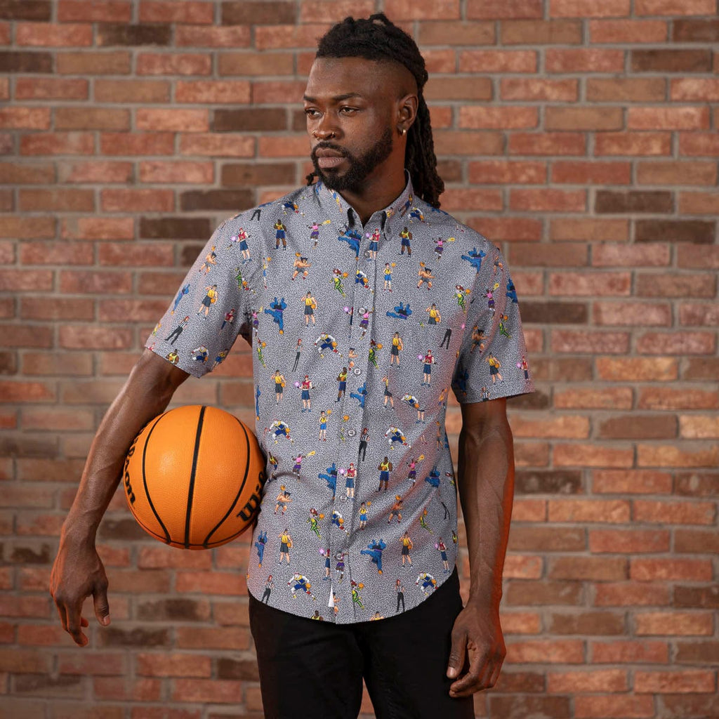 RSVLTS Remember, No Powers! KUNUFLEX Short Sleeve Shirt in Gray — detail 5