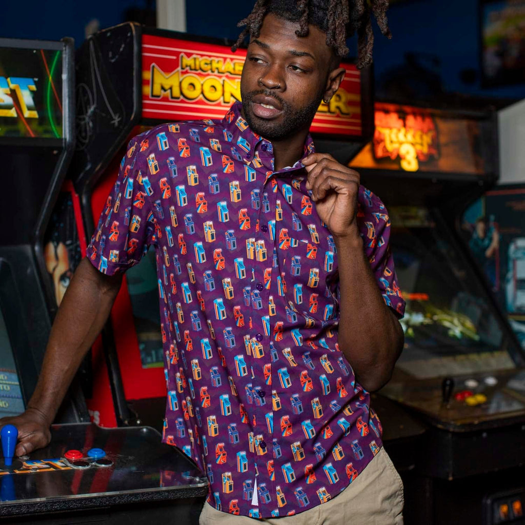 RSVLTS Game Over KUNUFLEX Short Sleeve Shirt in Purple — detail 4