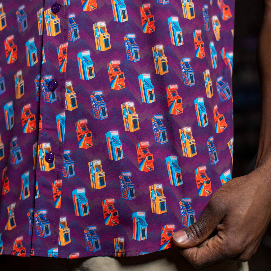 RSVLTS Game Over KUNUFLEX Short Sleeve Shirt in Purple — detail 7