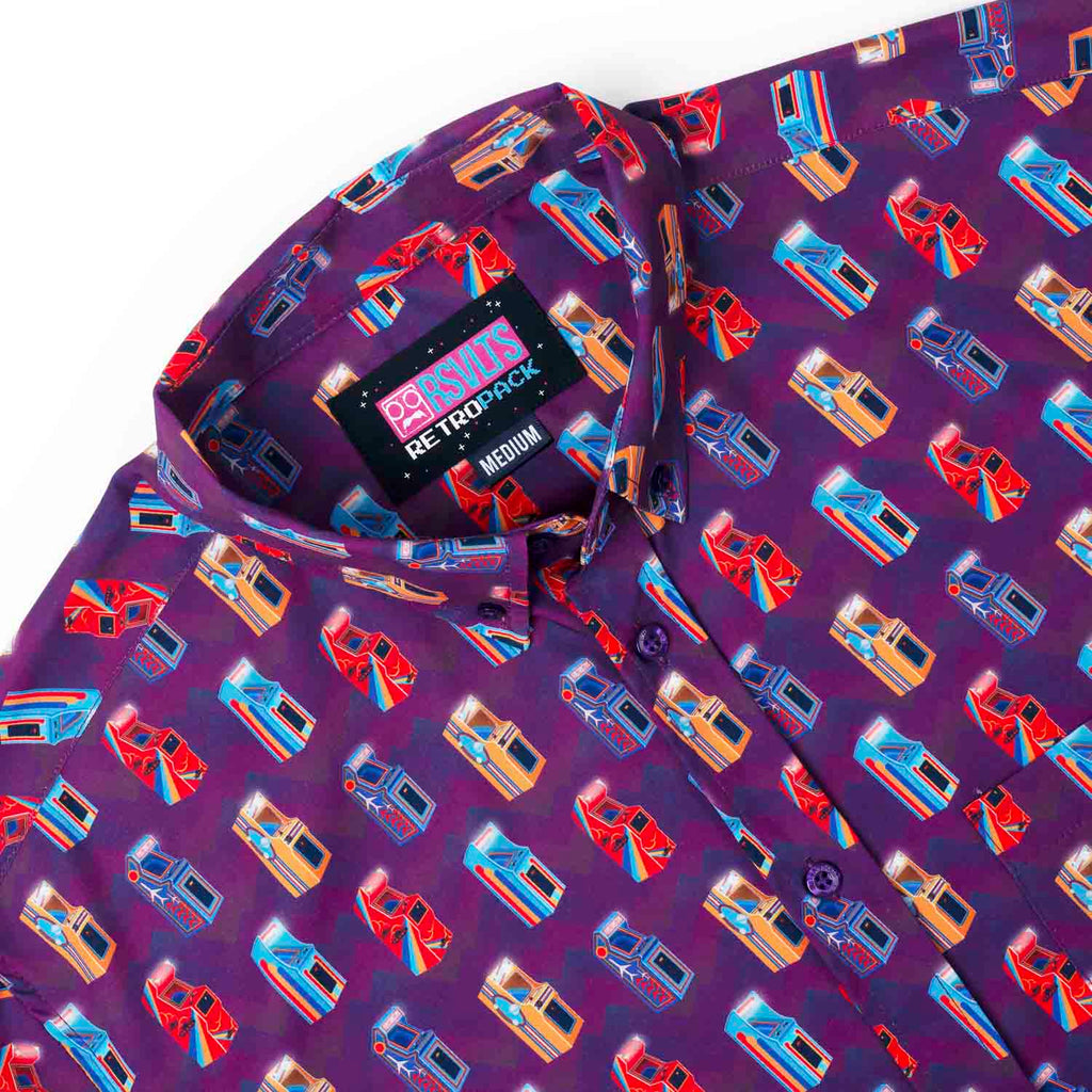 RSVLTS Game Over KUNUFLEX Short Sleeve Shirt in Purple — detail 5
