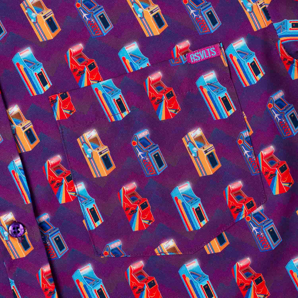 RSVLTS Game Over KUNUFLEX Short Sleeve Shirt in Purple — detail 2