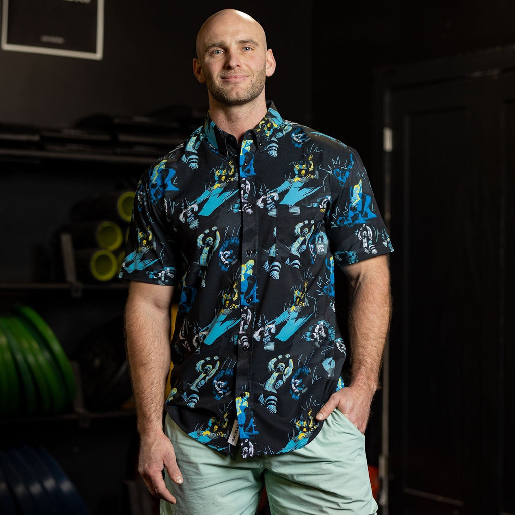RSVLTS The Bottom Line KUNUFLEX Short Sleeve Shirt in Black — detail 10