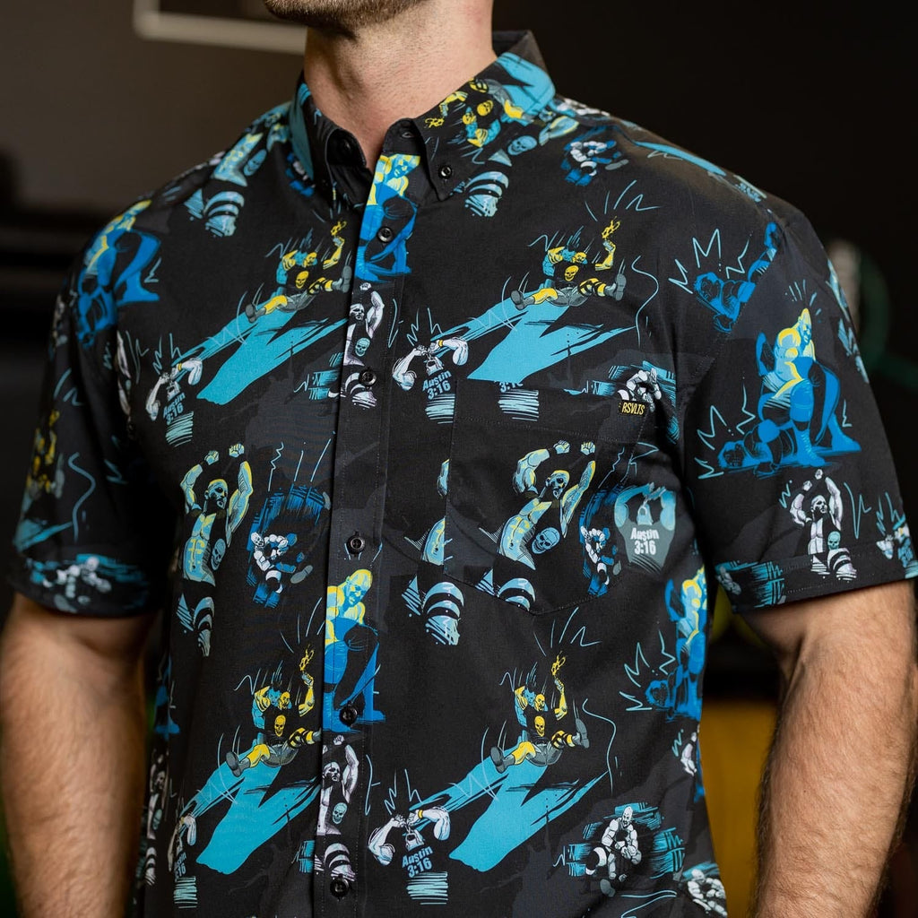RSVLTS The Bottom Line KUNUFLEX Short Sleeve Shirt in Black — detail 8