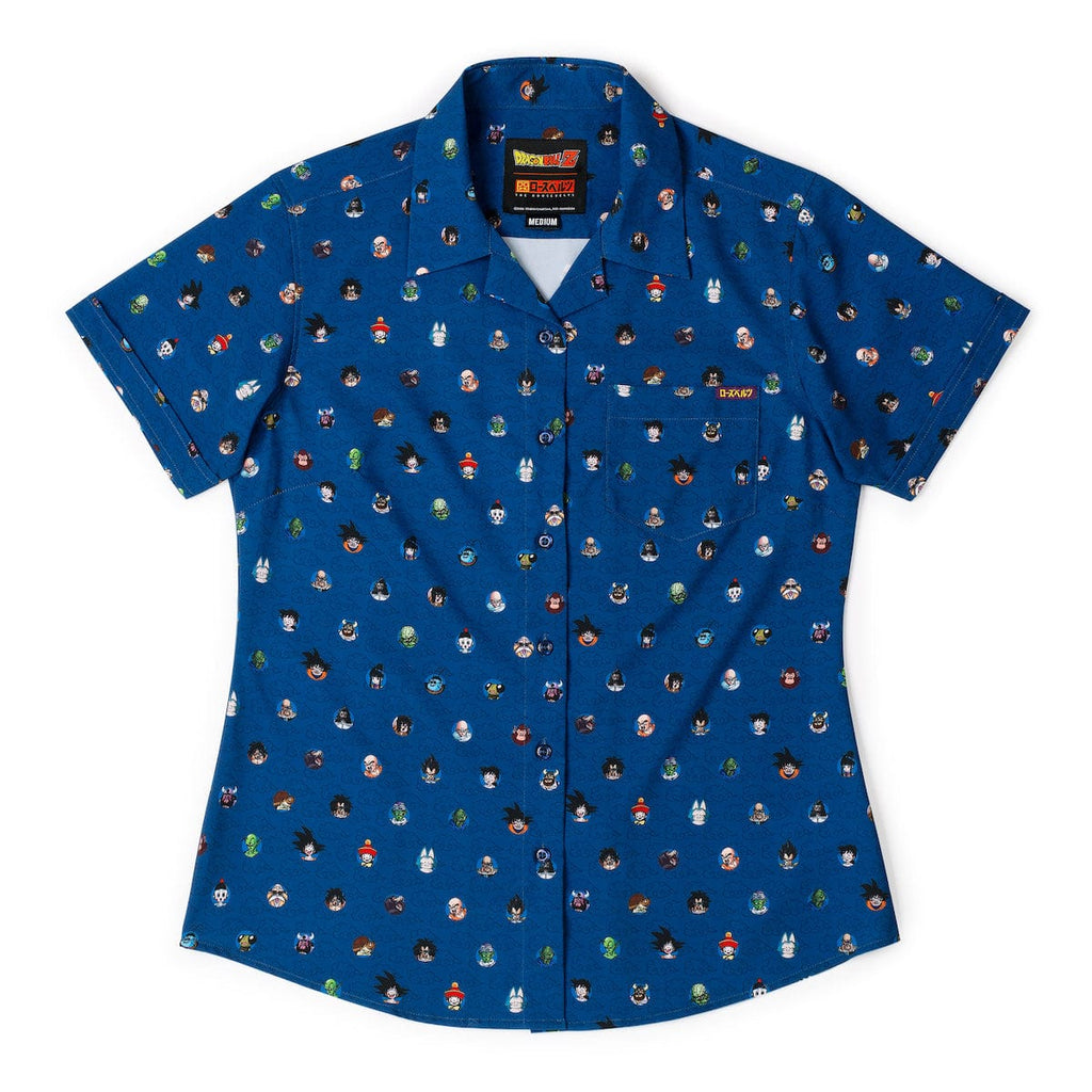 RSVLTS Saiyan Saga Women's KUNUFLEX Short Sleeve Shirt in Blue — front view