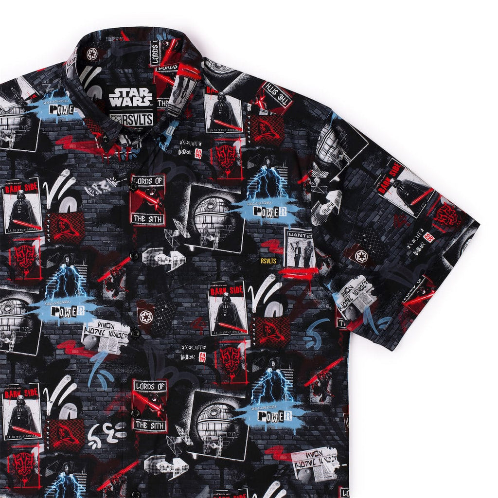 RSVLTS The Empire Wuz Here KUNUFLEX Short Sleeve Shirt in Black — front view