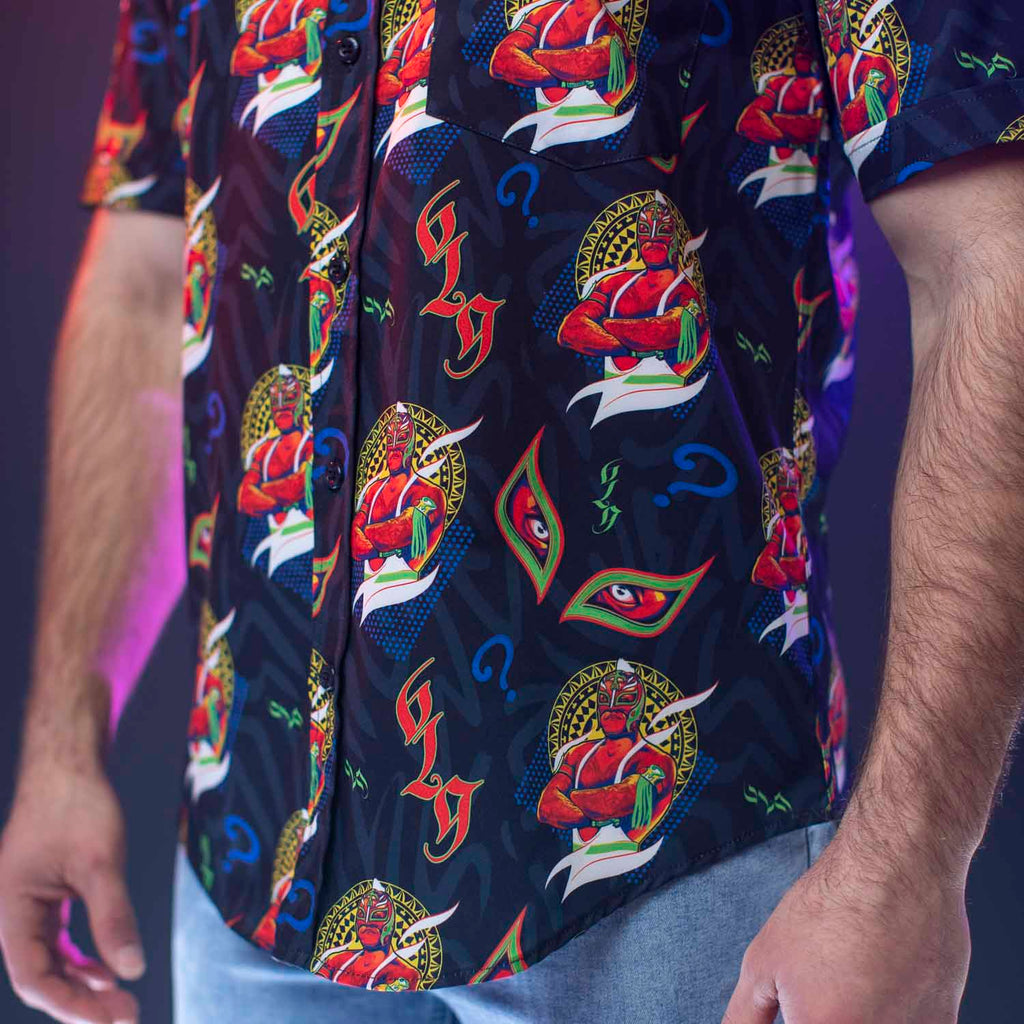 RSVLTS The Masked Man KUNUFLEX Short Sleeve Shirt in Black — detail 10