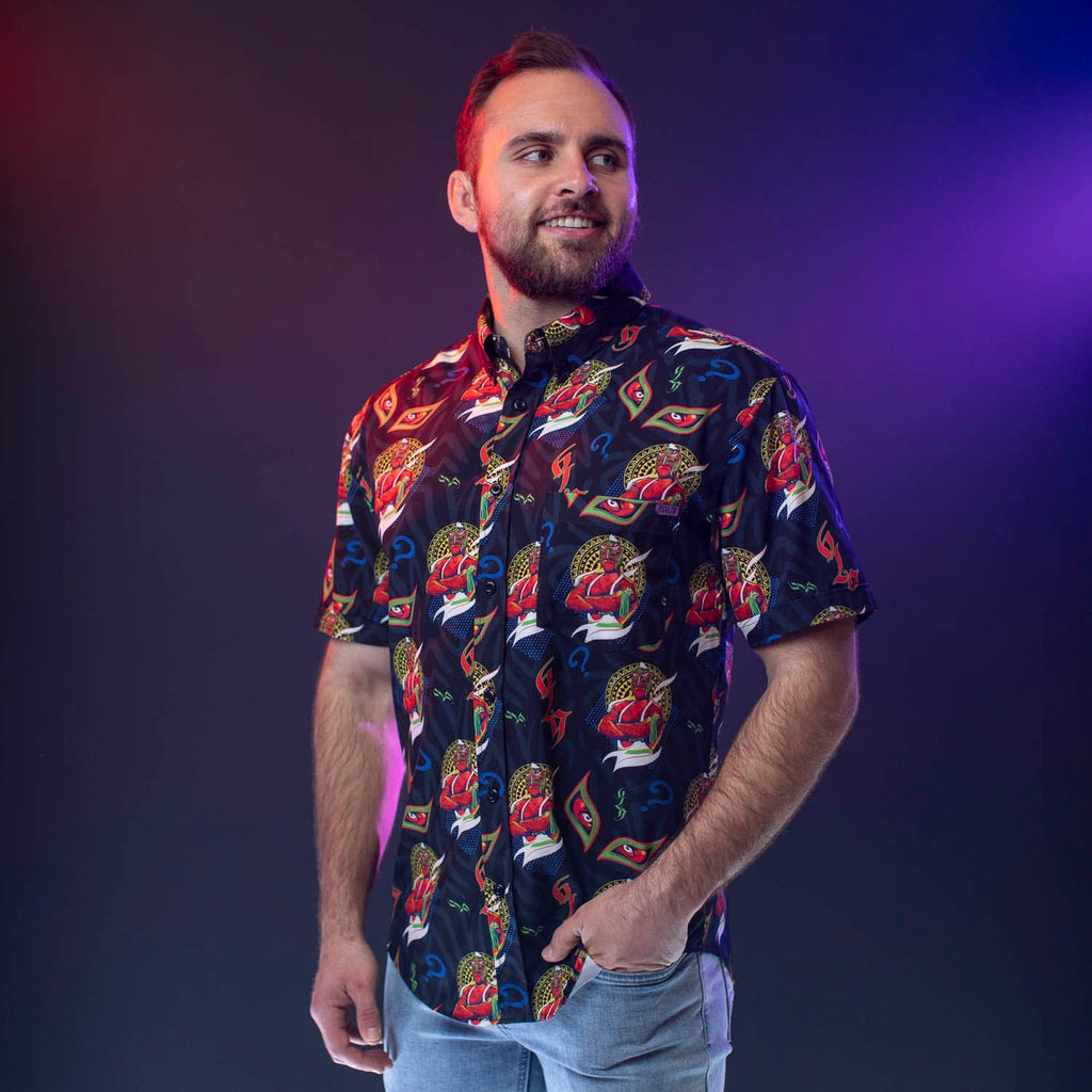 RSVLTS The Masked Man KUNUFLEX Short Sleeve Shirt in Black — detail 9