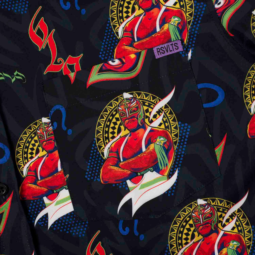 RSVLTS The Masked Man KUNUFLEX Short Sleeve Shirt in Black — detail 5