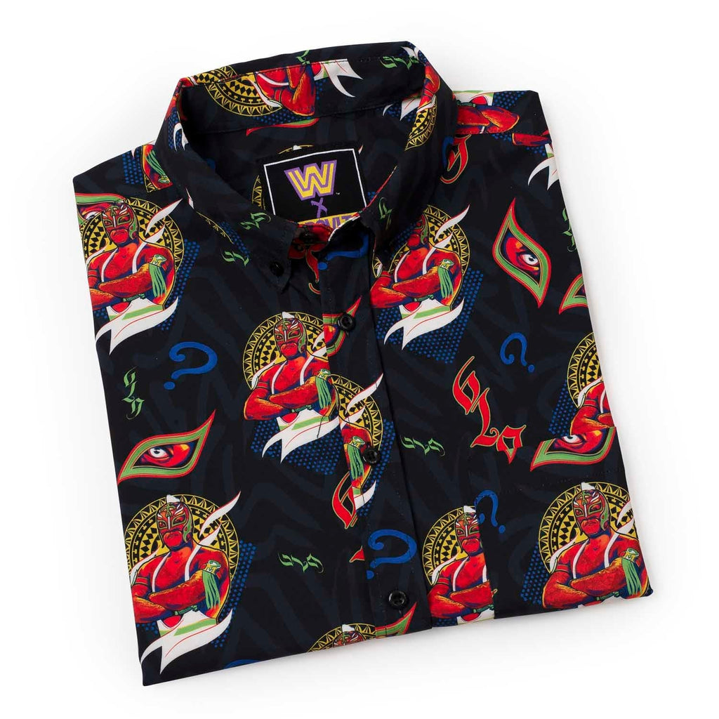 RSVLTS The Masked Man KUNUFLEX Short Sleeve Shirt in Black — detail 11