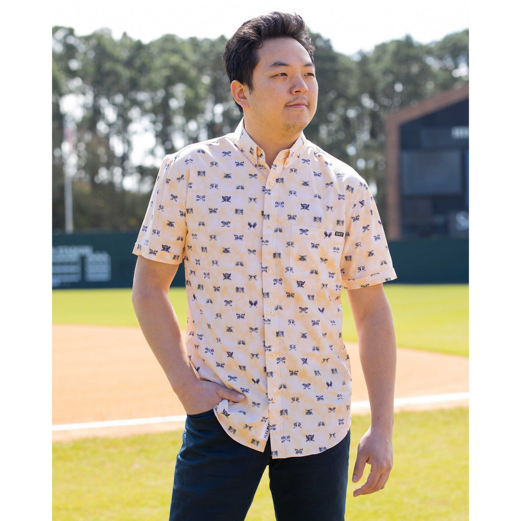 RSVLTS Rorschach KUNUFLEX Short Sleeve Shirt in Orange — detail 5