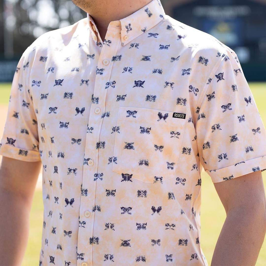 RSVLTS Rorschach KUNUFLEX Short Sleeve Shirt in Orange — detail 4