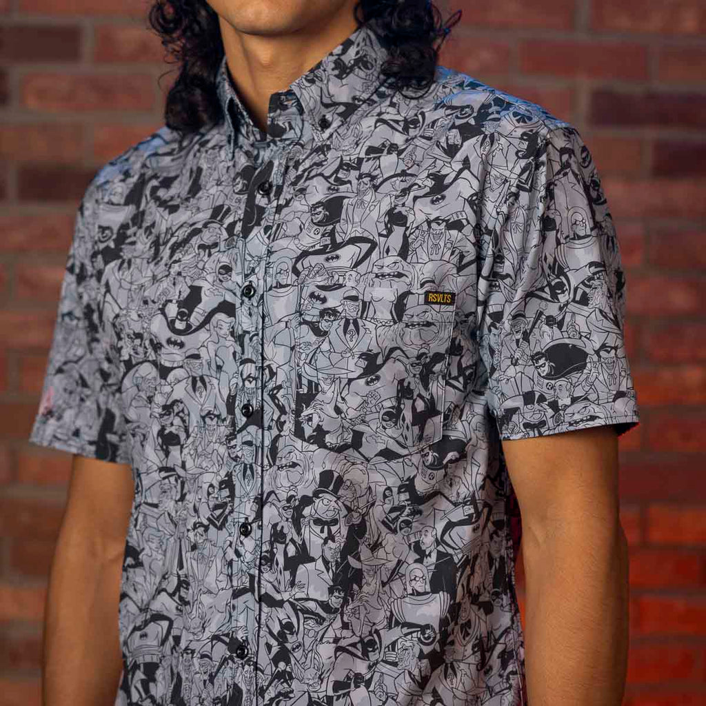 RSVLTS Bat Noir KUNUFLEX Short Sleeve Shirt in Black — detail 3