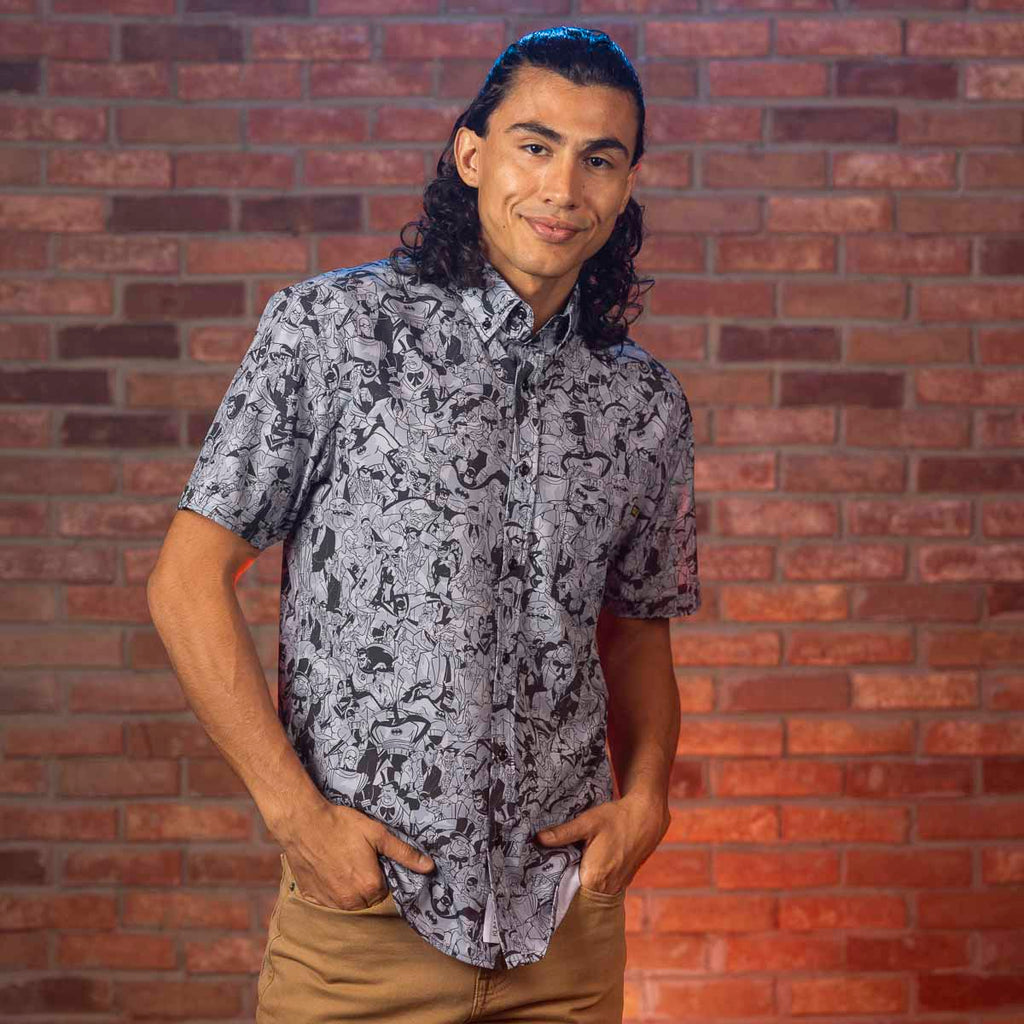 RSVLTS Bat Noir KUNUFLEX Short Sleeve Shirt in Black — detail 6