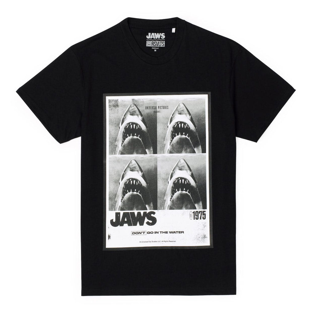 RSVLTS Don’t Go in the Water Crewneck Tee in Black — front view