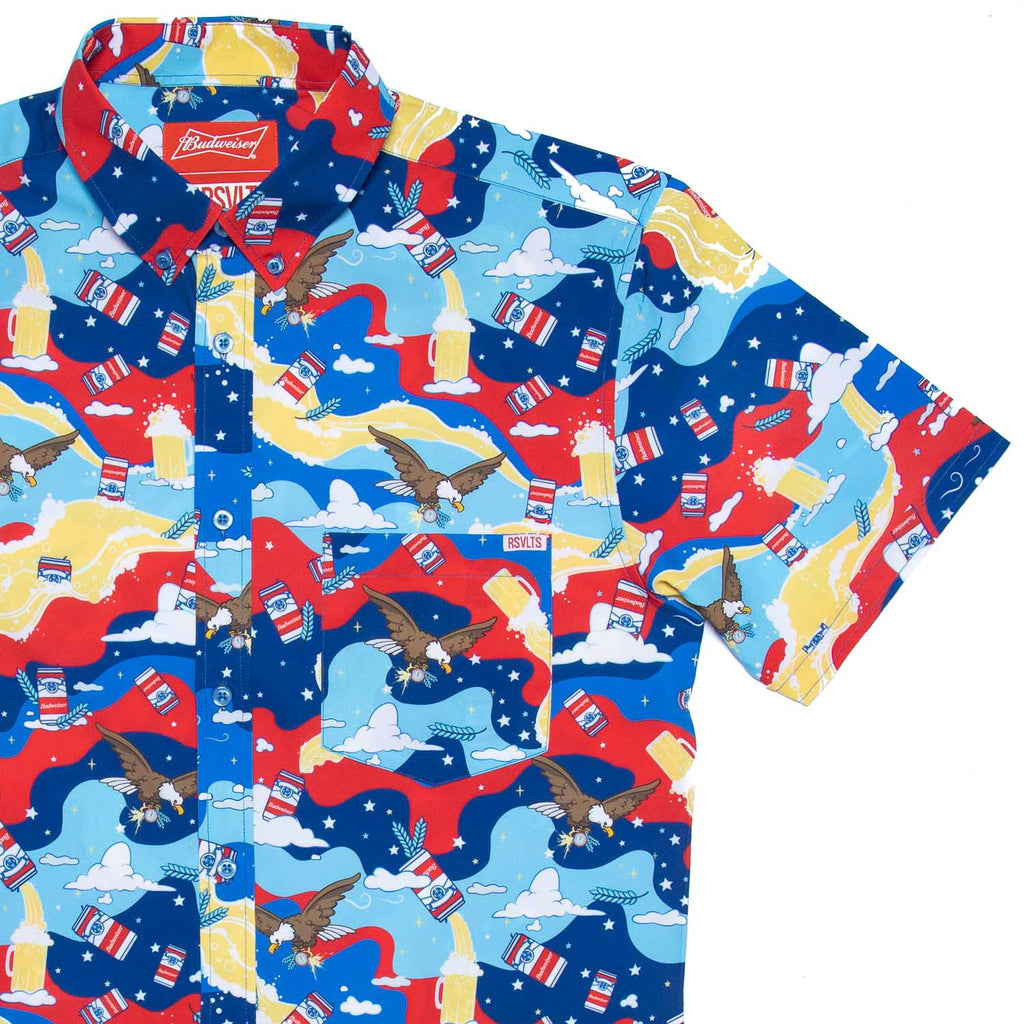 RSVLTS Trippin’ Buds KUNUFLEX Short Sleeve Shirt in Multicolor — front view